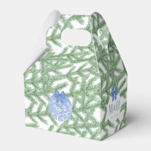 Kerstbruiloft Elegant Blue Bauble Bedankdoosjes (Achterkant)