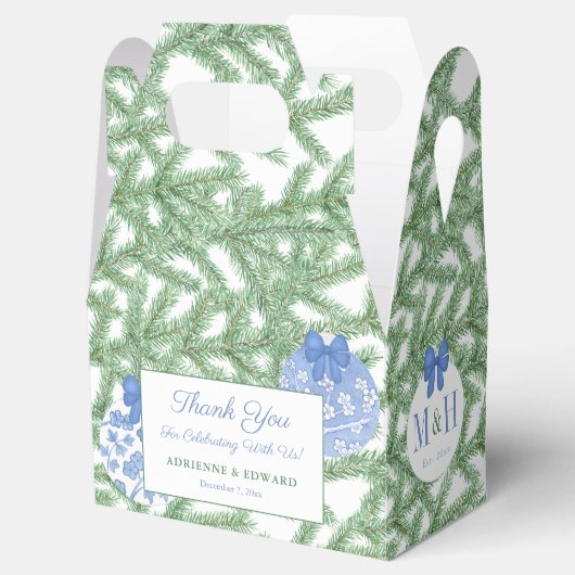 Kerstbruiloft Elegant Blue Bauble Bedankdoosjes (Geopend)