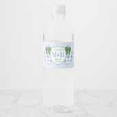 Kerstbruiloft Groen Lint Blauw Ginger Jar Waterfles Etiket (Voorkant)