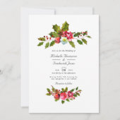 Kerstbruiloft Holly QR Code RSVP Kaart (Voorkant)