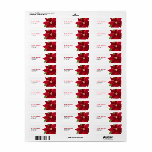 kerstbruiloft in Poinsettia Etiket (Full Sheet)