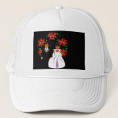 kerstbruiloft in witte ronde met wiet trucker pet (Voorkant)