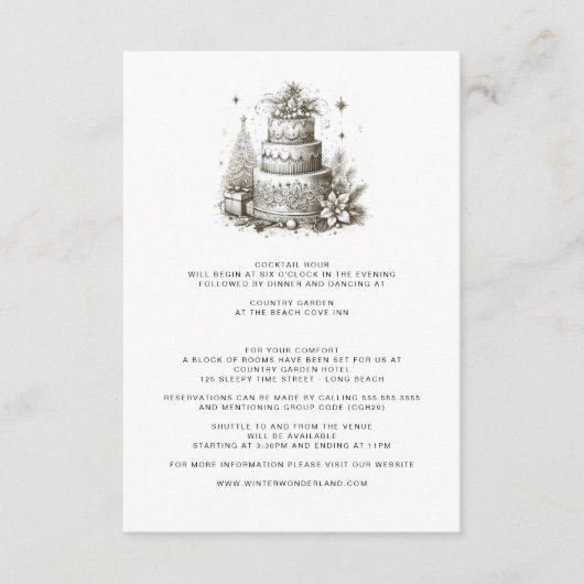 Kerstbruiloft met details informatiekaartje (Voorkant)