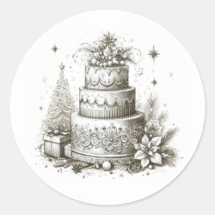 kerstbruiloft ronde sticker