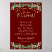 Kerstbruiloft Rood Gold Foliage Zitplaats niet zij Poster (Voorkant)