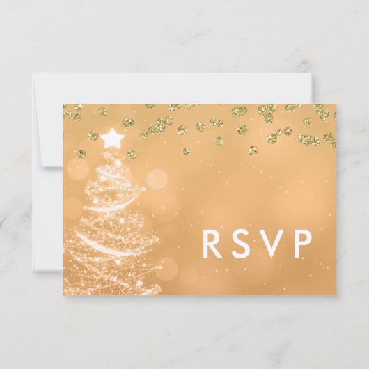 Kerstbruiloft RSVP Sparkle Tree Gold (Achterkant)