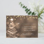 Kerstbruiloft RSVP Sparkle Tree Gold (Staand voorkant)