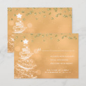 Kerstbruiloft RSVP Sparkle Tree Gold Kaartje (Voorkant / Achterkant)