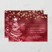 Kerstbruiloft RSVP Sparkle Tree Gold Red (Voorkant / Achterkant)