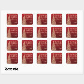 Kerstbruiloft Save De datum Rood Goud Vierkante Sticker (Vel)