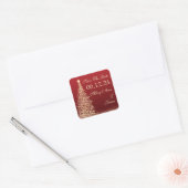Kerstbruiloft Save De datum Rood Goud Vierkante Sticker (Envelop)