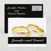 Kerstbruiloft Save the Date Gold Rings Kaart (Voorkant / Achterkant)