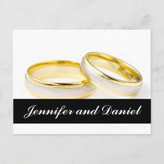 Kerstbruiloft Save the Date Gold Rings Kaart (Voorkant)