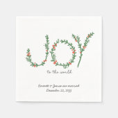 Kerstbruiloft servetten Custom Joy to the World (Voorkant)