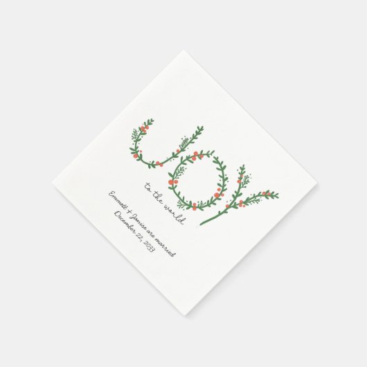 Kerstbruiloft servetten Custom Joy to the World (Hoek)