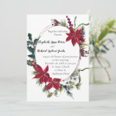 Kerstbruiloft uitnodiging met Poinsettia (Staand voorkant)