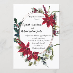 Kerstbruiloft uitnodiging met Poinsettia