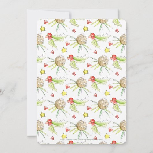 Kerstbruiloft waterverf met braam kaart (Achterkant)