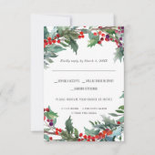 kerstbruiloft | Waterverf RSVP met keuze uit maalt (Voorkant)