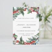 kerstbruiloft | Waterverf RSVP met keuze uit maalt (Staand voorkant)