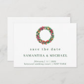 kerstbruiloft winterbos ornament-opslagdatum kaart (Voorkant / Achterkant)