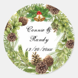 Kerstbruiloft Wreath Sticker