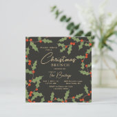 KerstBrunch Elegant Modern Holly Floral Kaart (Staand voorkant)