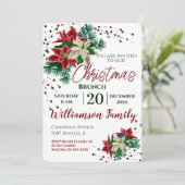 Kerstbrunch Poinsettia Bloem Kaart (Staand voorkant)