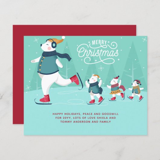 Kerstbudget Ijsberen Ijsdansen Schattig (Voorkant / Achterkant)