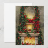 Kerstbudget voor open haard feestdagenkaart (Voorkant / Achterkant)