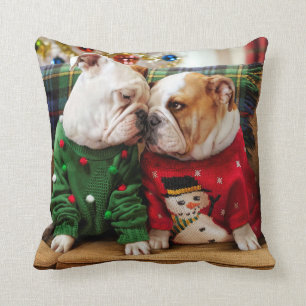 Kerstbulldogs in trui kussen
