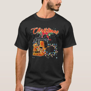Kerstbulldozer met kerstlampjes t-shirt