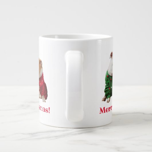 Kerstbulledogs in Sweaters Extra Grote Beker (Achterkant)