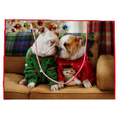 Kerstbulledogs in Sweaters Groot Cadeauzakje (Achterkant)