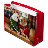 Kerstbulledogs in Sweaters Groot Cadeauzakje (Achterkant Gekanteld)