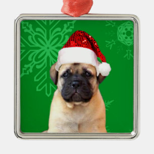 kerstbultrugpuppy metalen ornament