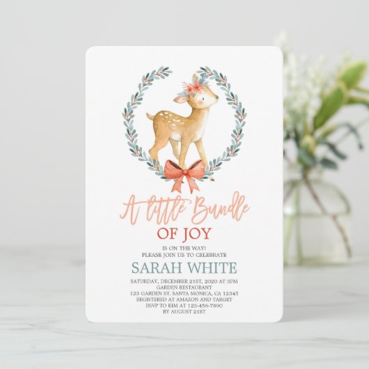 kerstbundel van het Baby shower van de vroedhert Kaart (Staand voorkant)