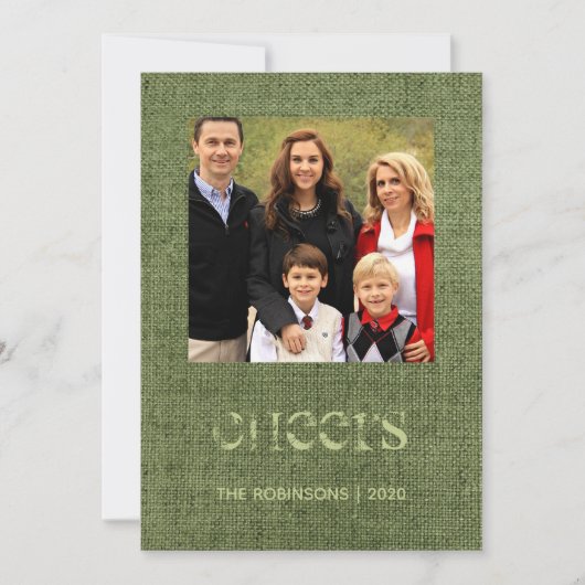 Kerstbundelfamilie foto feestdagenkaart (Voorkant)