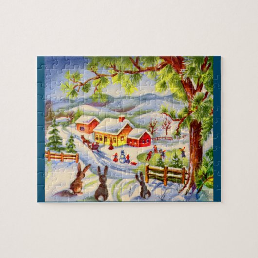 Kerstbunnies die kerstmis bekijken legpuzzel (Horizontaal)