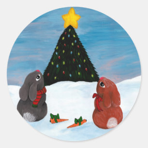 kerstBunnies Ronde Sticker