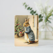 Kerstbunny  feestdagenkaart (Staand voorkant)
