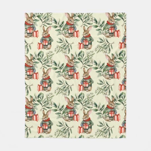 KerstBunny Fleece Deken (Voorkant)