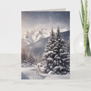 Kerstbunny in sneeuwvlokken kaart