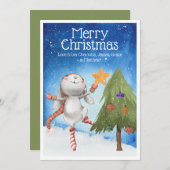 KerstBunny Rabbit Decorbitboom Snow Kaart (Voorkant / Achterkant)