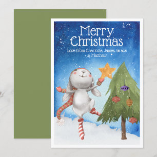 KerstBunny Rabbit Decorbitboom Snow Kaart