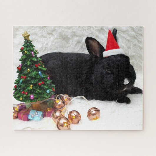 KerstBunny Rabbit in een kersthat Legpuzzel (Horizontaal)