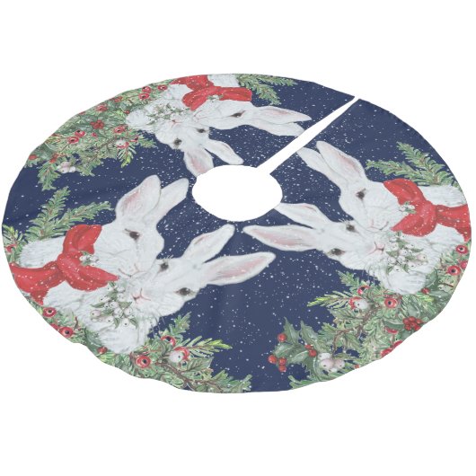 KerstBunny Rabbit Whimsical Holiday Snow Kerstboom Rok (Gekanteld)