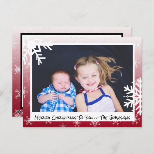 Kerstburgundy Snowflakes Briefkaart (Voorkant / Achterkant)