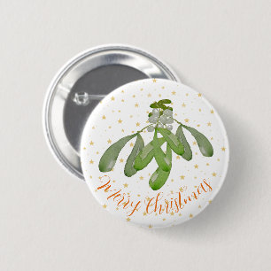 KerstButton Oorspronkelijke Waterverf Mistletoe Ronde Button 5,7 Cm
