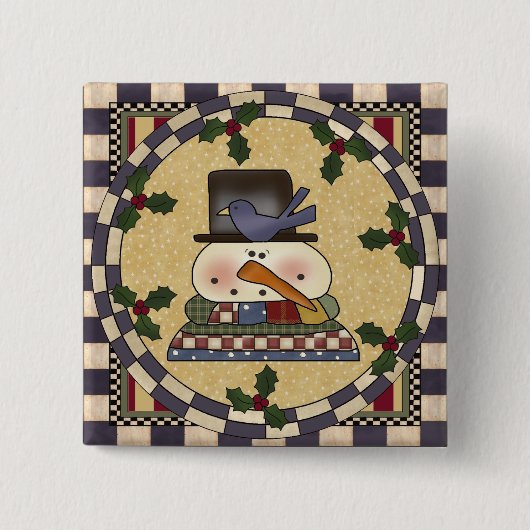 KerstButton - Winter Snowman Vierkante Button 5,1 Cm (Voorkant)